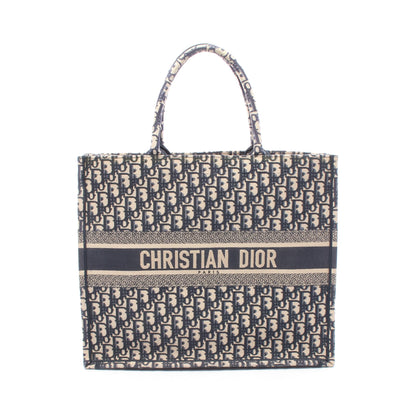 BOOK TOTE ブックトート ラージ オブリーク ハンドバッグ トートバッグ キャンバス ネイビー ベージュ クリスチャンディオール