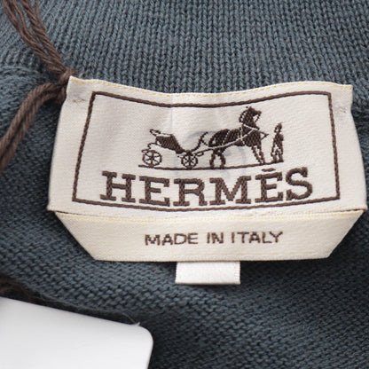ジップアップ ニット カーディガン コットン カシミヤ ブルーグレー ネイビー グレー エルメス トップス HERMES