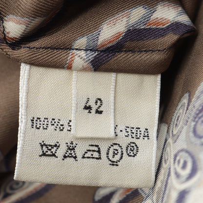 総柄 長袖 シャツ シルク ブラウン マルチカラー エルメス トップス HERMES