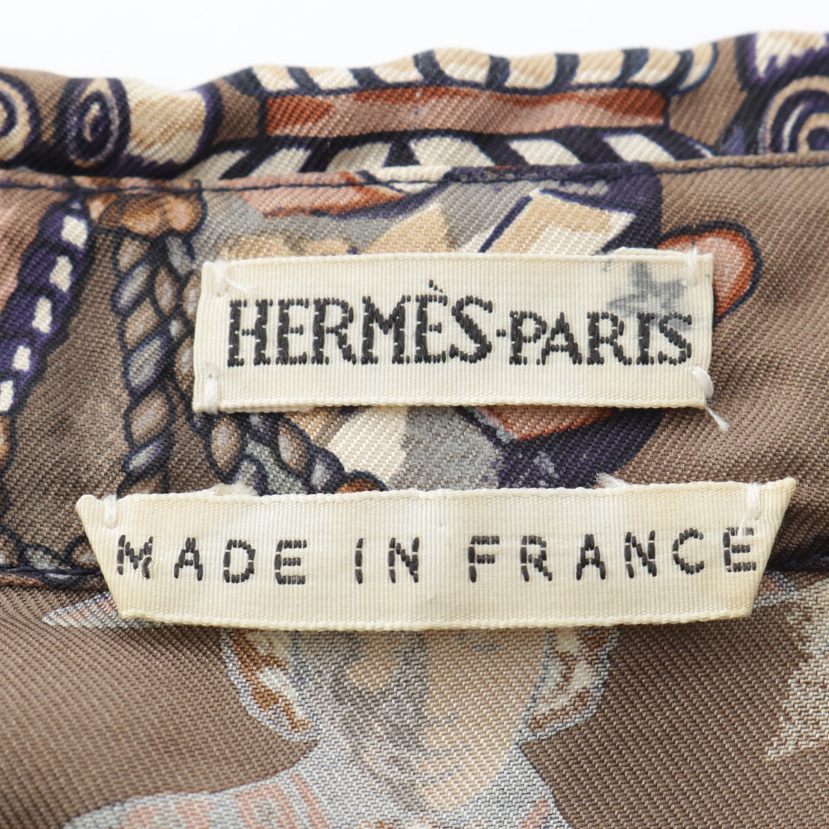総柄 長袖 シャツ シルク ブラウン マルチカラー エルメス トップス HERMES