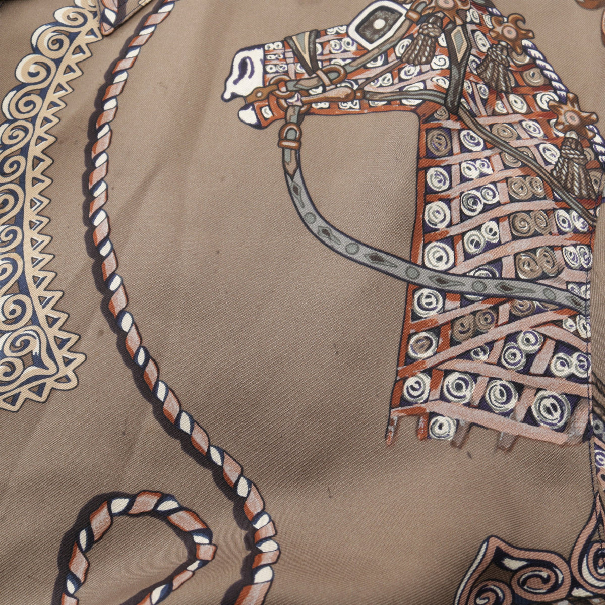 総柄 長袖 シャツ シルク ブラウン マルチカラー エルメス トップス HERMES