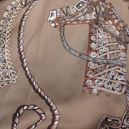 総柄 長袖 シャツ シルク ブラウン マルチカラー エルメス トップス HERMES