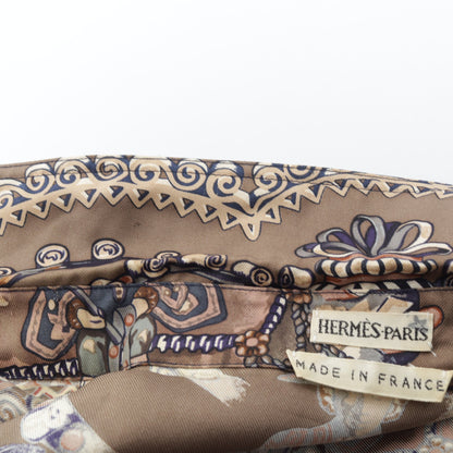総柄 長袖 シャツ シルク ブラウン マルチカラー エルメス トップス HERMES