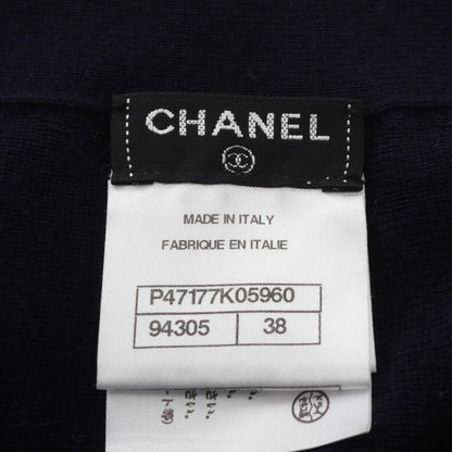 プリーツ ニット スカート ウール カシミヤ ネイビー シャネル ボトムス CHANEL