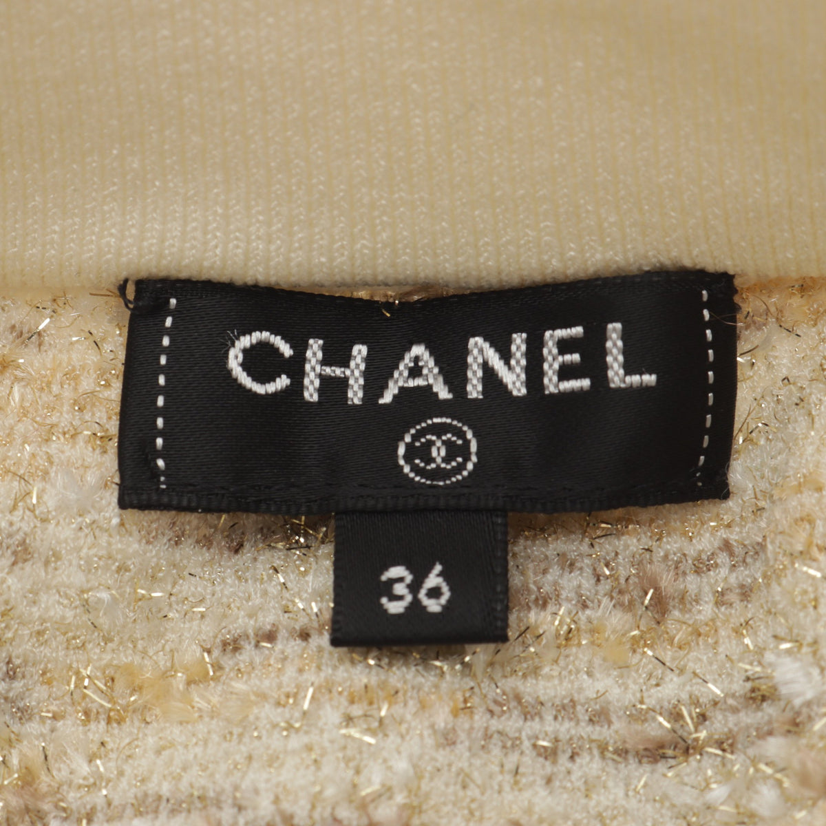 フリンジ ニット スカート ナイロン アイボリー ゴールド マルチカラー シャネル ボトムス CHANEL