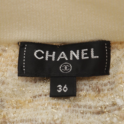 フリンジ ニット スカート ナイロン アイボリー ゴールド マルチカラー シャネル ボトムス CHANEL