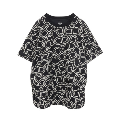 マキシ マイヨン エケストル 半袖Tシャツ コットン ブラック ホワイト エルメス トップス HERMES