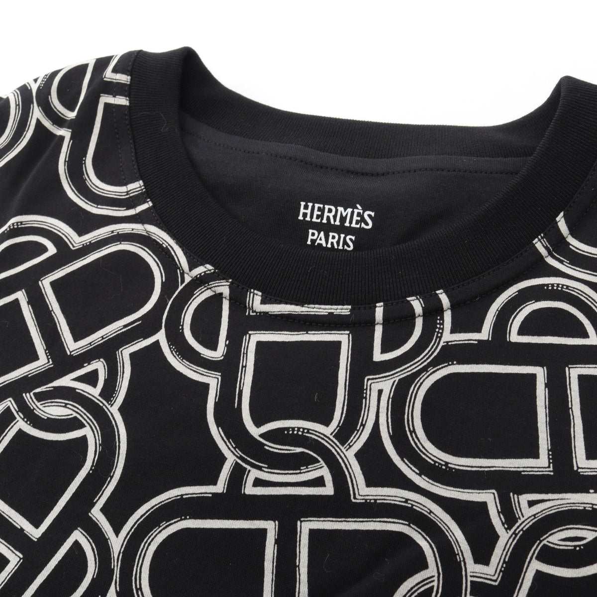 マキシ マイヨン エケストル 半袖Tシャツ コットン ブラック ホワイト エルメス トップス HERMES