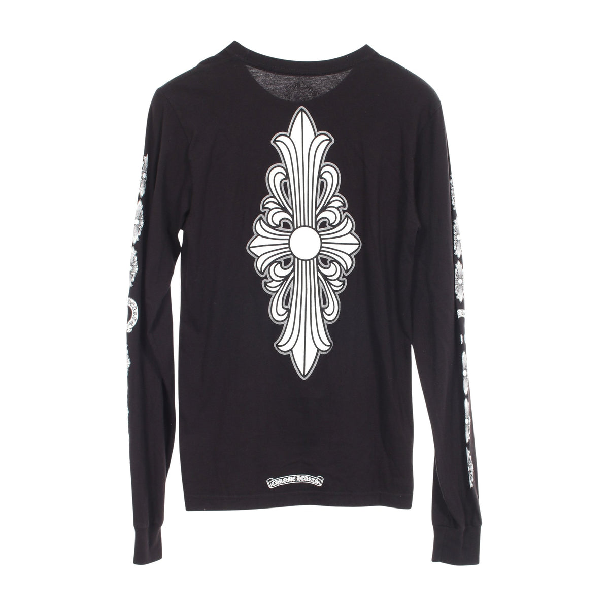 スクロールラベル 長袖Tシャツ コットン ブラック クロムハーツ トップス Chrome Hearts