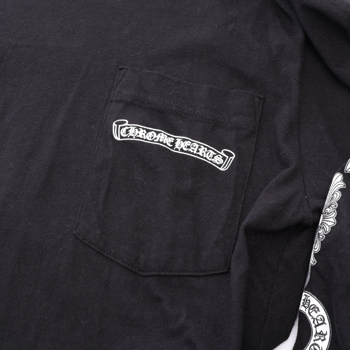 スクロールラベル 長袖Tシャツ コットン ブラック クロムハーツ トップス Chrome Hearts