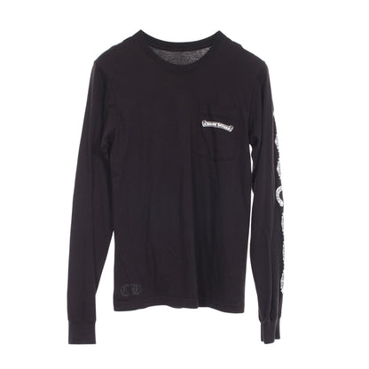 スクロールラベル 長袖Tシャツ コットン ブラック クロムハーツ トップス Chrome Hearts