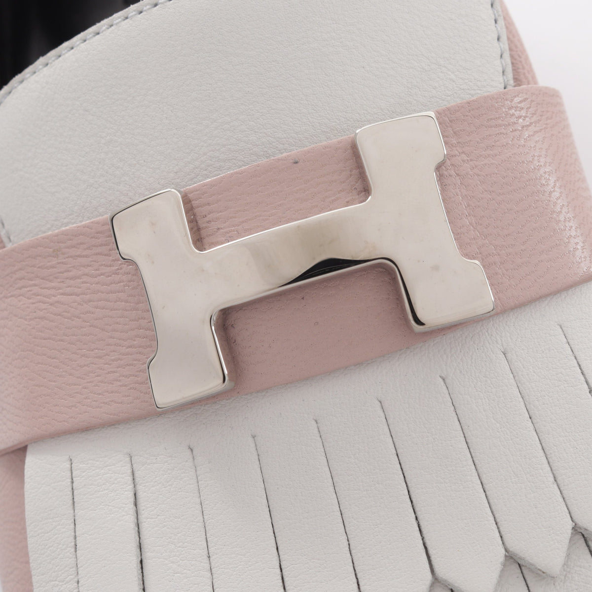 ロワイヤル モカシン レザー ピンク ホワイト エルメス シューズ HERMES