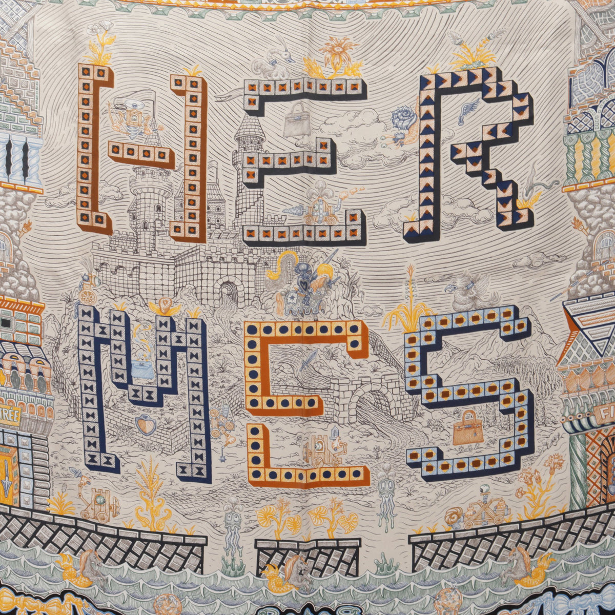 カレ90 SUPER SILK QUEST スカーフ シルク ブラック マルチカラー エルメス 財布・小物 HERMES