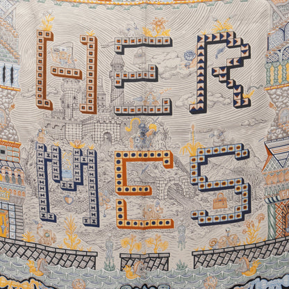 カレ90 SUPER SILK QUEST スカーフ シルク ブラック マルチカラー エルメス 財布・小物 HERMES
