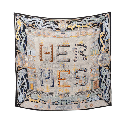 カレ90 SUPER SILK QUEST スカーフ シルク ブラック マルチカラー エルメス 財布・小物 HERMES