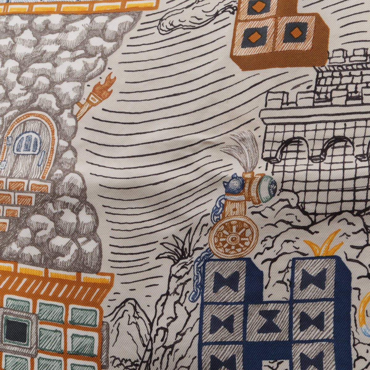 カレ90 SUPER SILK QUEST スカーフ シルク ブラック マルチカラー エルメス 財布・小物 HERMES