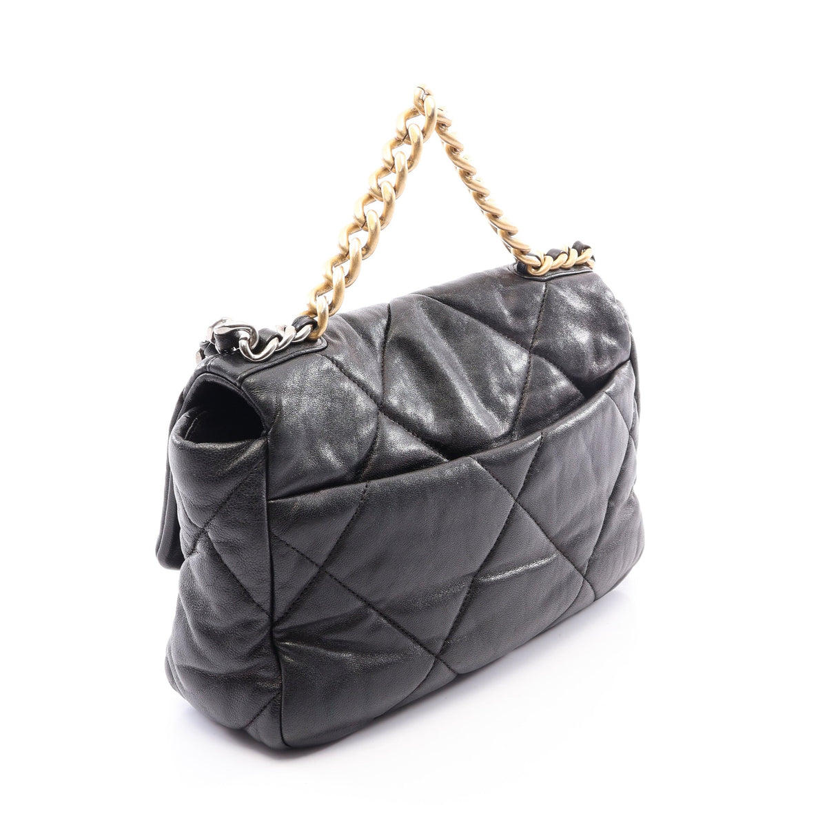 19 ディズヌフ マトラッセ コンビ金具 2WAY チェーンショルダーバッグ レザー ブラック シャネル