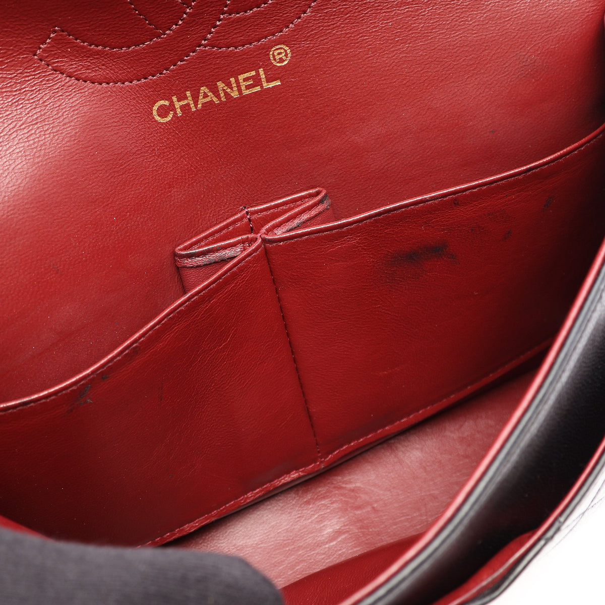 マトラッセ Wフラップ Wチェーンショルダーバッグ ラムスキン ブラック ゴールド金具 ヴィンテージ シャネル バッグ CHANEL