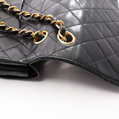マトラッセ Wフラップ Wチェーンショルダーバッグ ラムスキン ブラック ゴールド金具 ヴィンテージ シャネル バッグ CHANEL