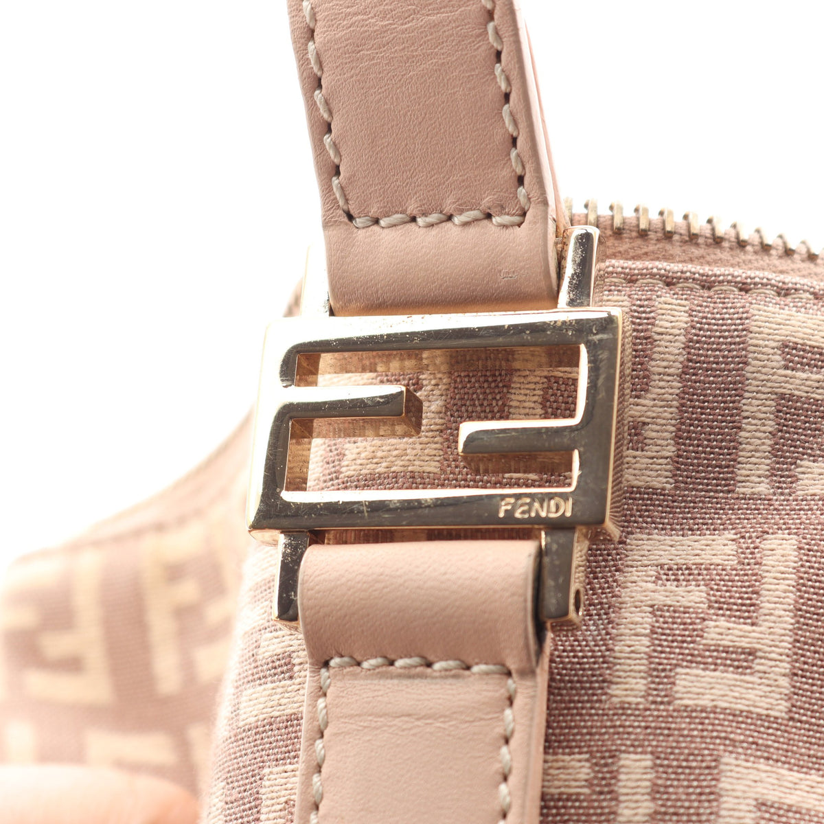 ズッキーノ ハンドバッグ トートバッグ キャンバス レザー ピンクベージュ ライトピンク フェンディ