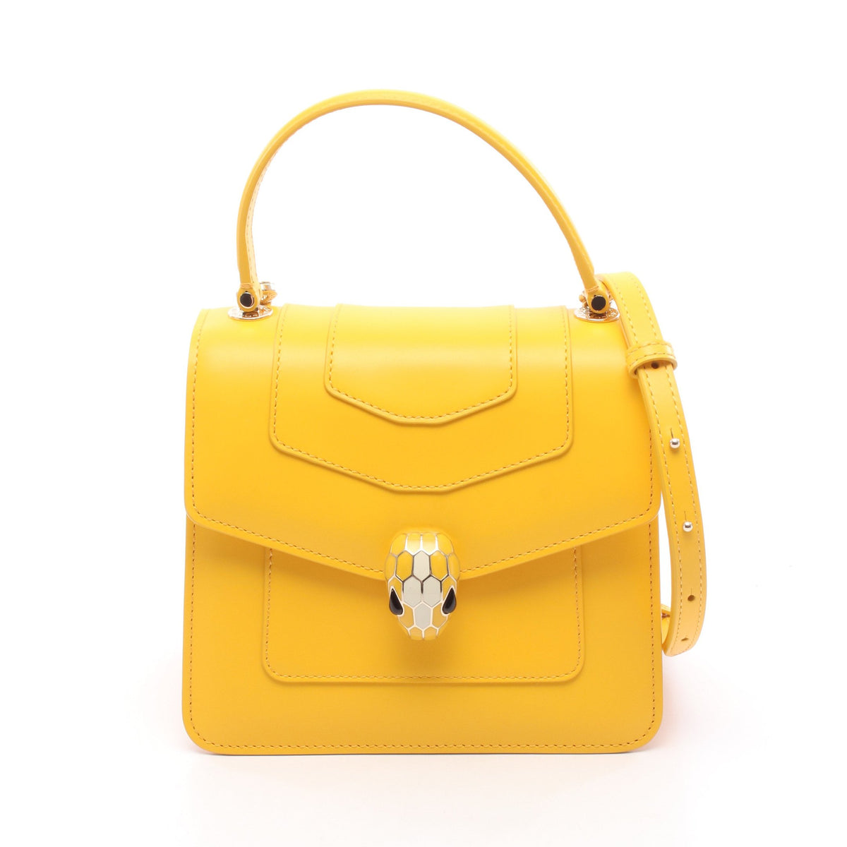 セルペンティ フォーエバー 2WAY ハンドバッグ カーフレザー イエロー ブルガリ バッグ BVLGARI