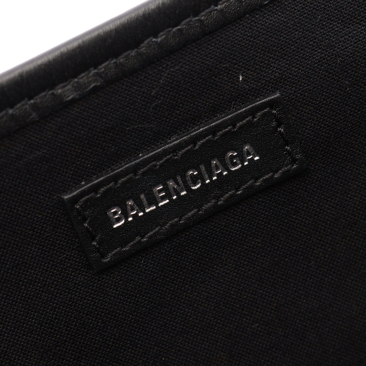 NAVY CABAS NEW M ネイビーカバ ハンドバッグ トートバッグ キャンバス レザー アイボリー ブラック バレンシアガ