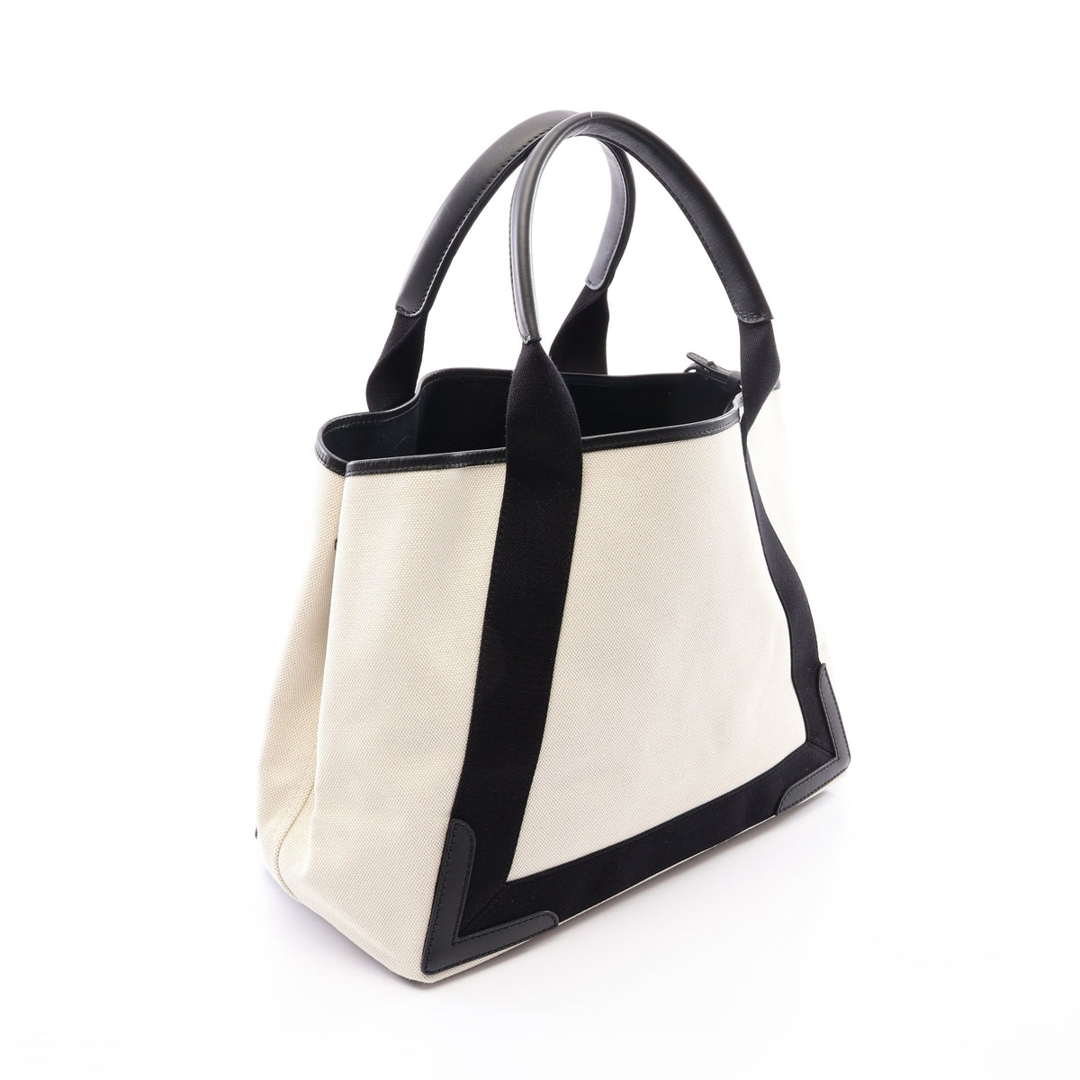 NAVY CABAS NEW M ネイビーカバ ハンドバッグ トートバッグ キャンバス レザー アイボリー ブラック バレンシアガ