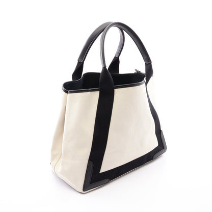 NAVY CABAS NEW M ネイビーカバ ハンドバッグ トートバッグ キャンバス レザー アイボリー ブラック バレンシアガ