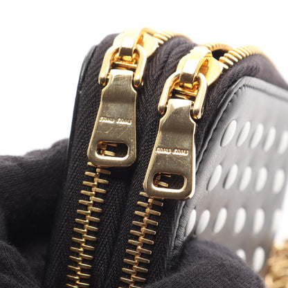 ドット カードケース コインケース レザー ブラック ホワイト ミュウミュウ 財布・小物 miu miu