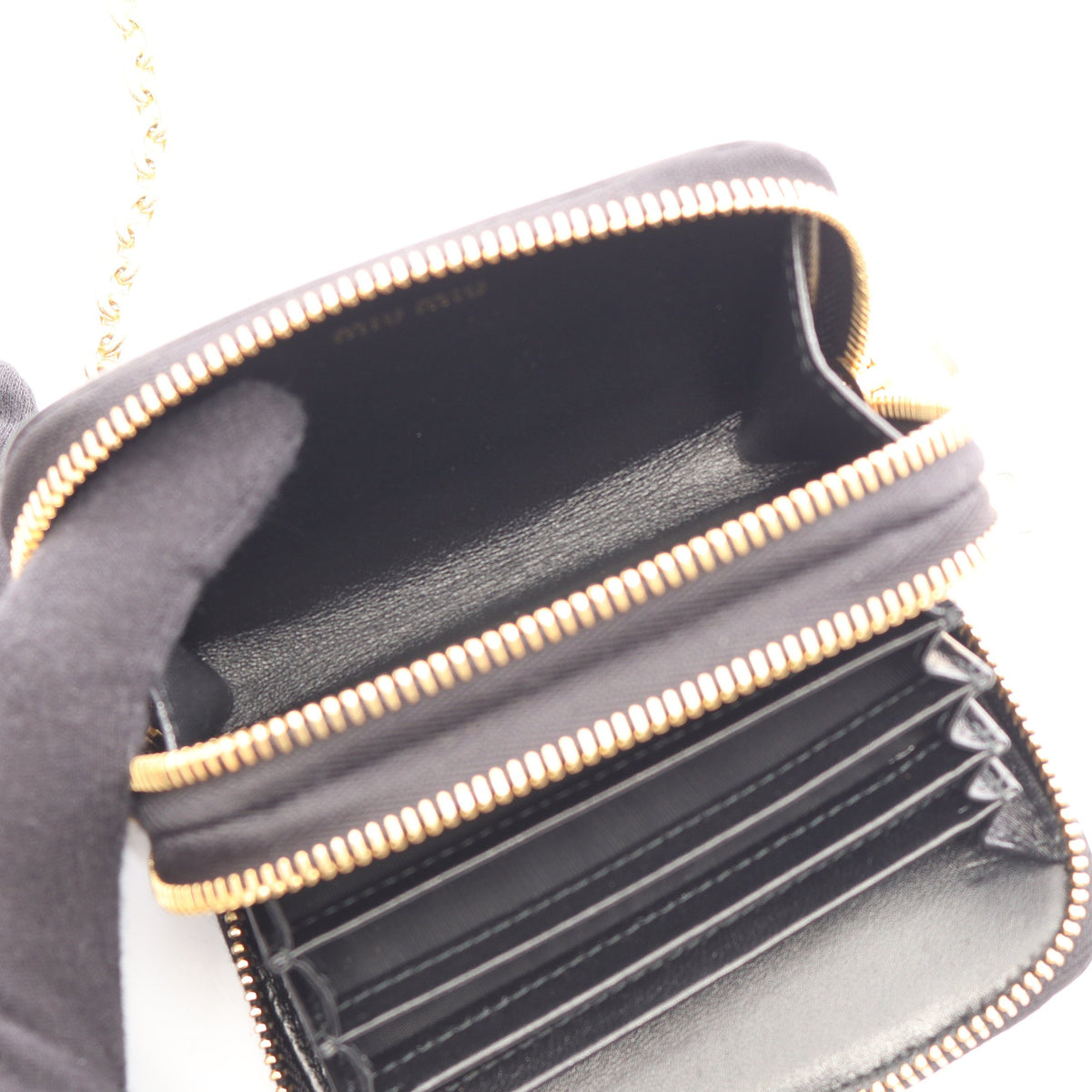ドット カードケース コインケース レザー ブラック ホワイト ミュウミュウ 財布・小物 miu miu