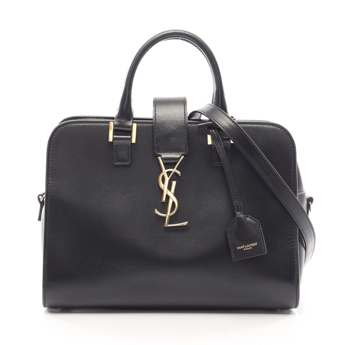 YSLライン ベイビー モノグラム カバス 2WAY ハンドバッグ レザー ブラック サンローランパリ