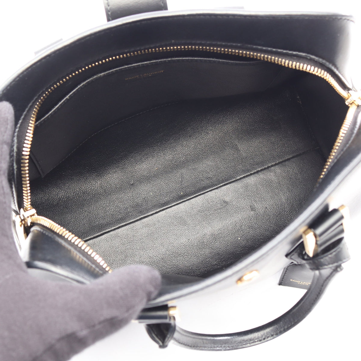 YSLライン ベイビー モノグラム カバス 2WAY ハンドバッグ レザー ブラック サンローランパリ
