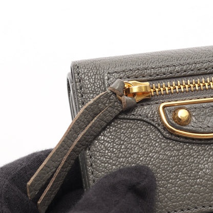 クラシック エッジ シティ ミニ ウォレット 三つ折り財布 Wホック財布 レザー グレー バレンシアガ