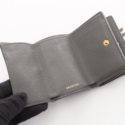 クラシック エッジ シティ ミニ ウォレット 三つ折り財布 Wホック財布 レザー グレー バレンシアガ