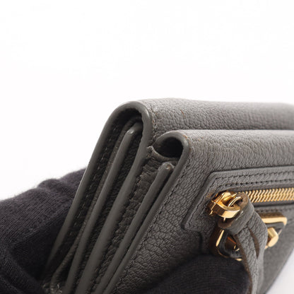 クラシック エッジ シティ ミニ ウォレット 三つ折り財布 Wホック財布 レザー グレー バレンシアガ