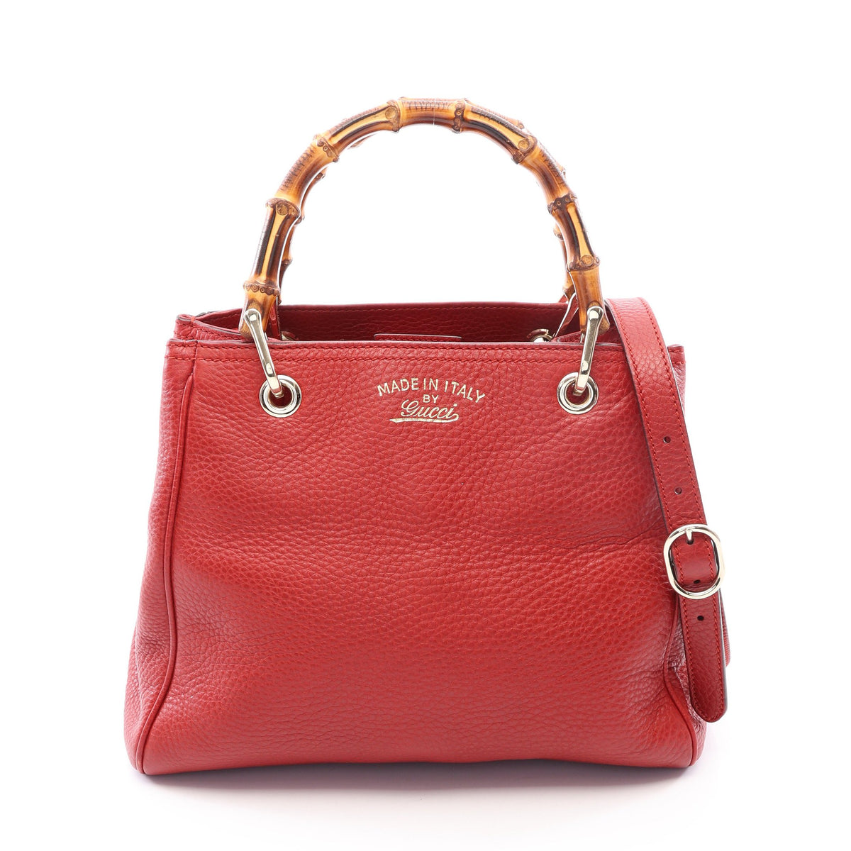 バンブー ショッパー スモール 2WAY ハンドバッグ レザー レッド グッチ