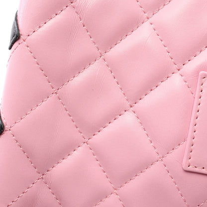 カンボンライン 手帳カバー ラムスキン ピンク ブラック シルバー金具 シャネル