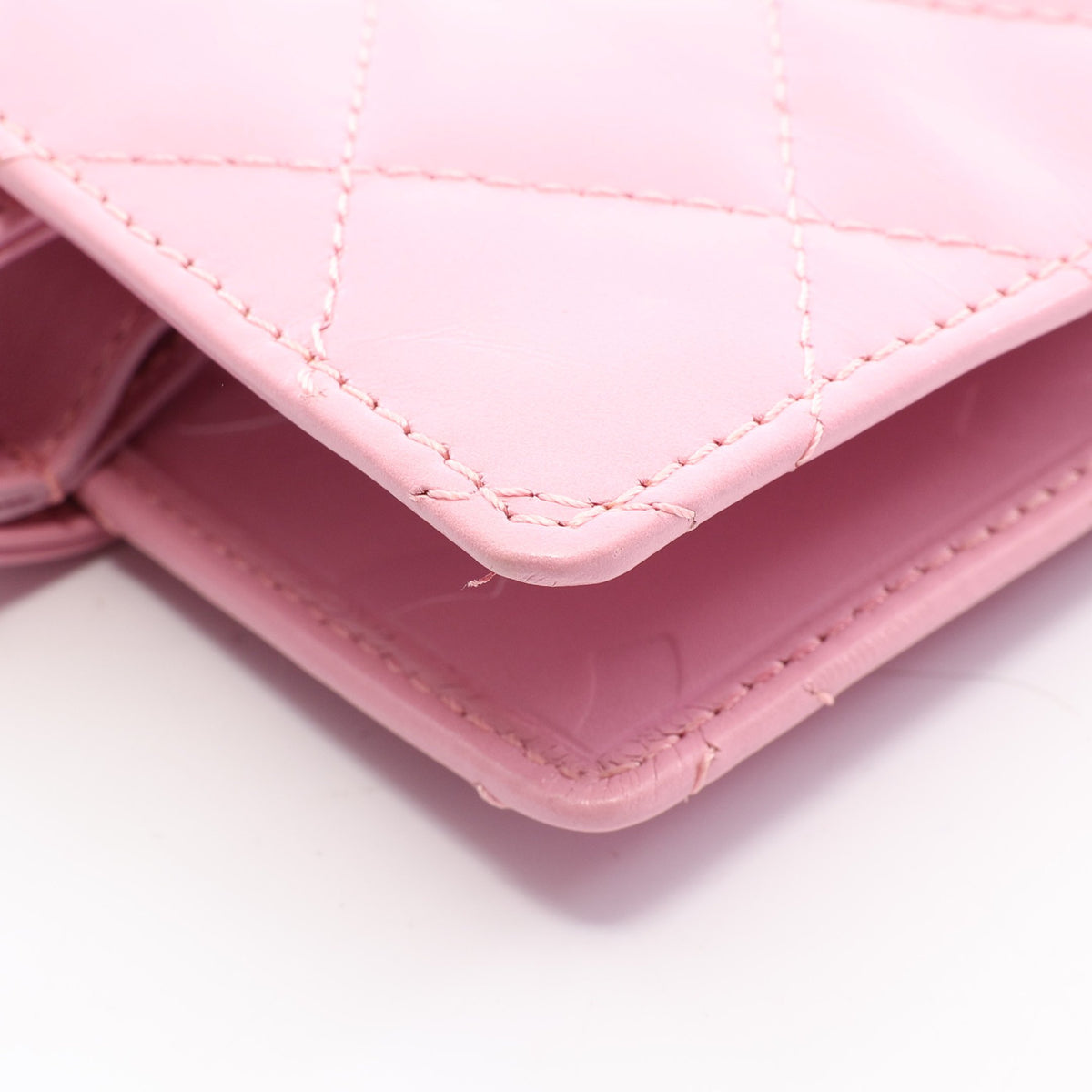 カンボンライン 手帳カバー ラムスキン ピンク ブラック シルバー金具 シャネル