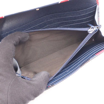 インターロッキングG ハートビート 二つ折り長財布 レザー ネイビー レッド ホワイト グッチ 財布・小物 GUCCI