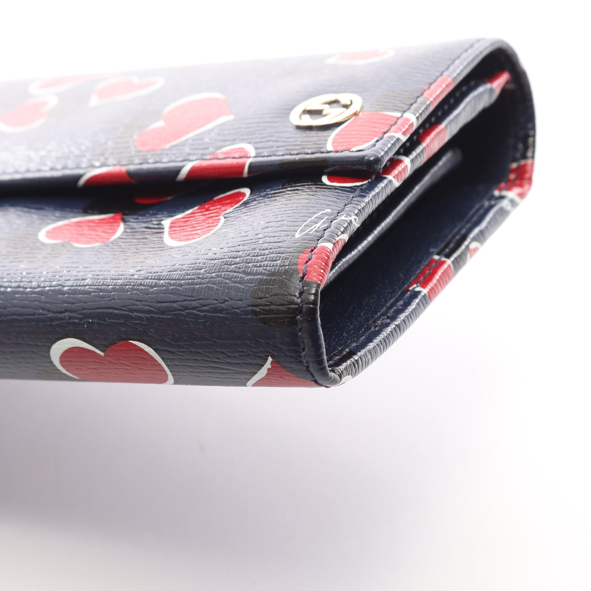 インターロッキングG ハートビート 二つ折り長財布 レザー ネイビー レッド ホワイト グッチ 財布・小物 GUCCI