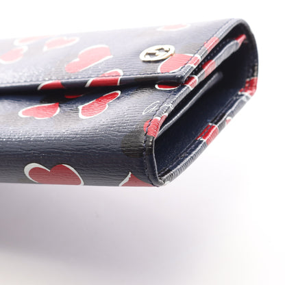 インターロッキングG ハートビート 二つ折り長財布 レザー ネイビー レッド ホワイト グッチ 財布・小物 GUCCI
