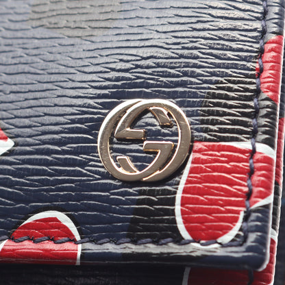 インターロッキングG ハートビート 二つ折り長財布 レザー ネイビー レッド ホワイト グッチ 財布・小物 GUCCI