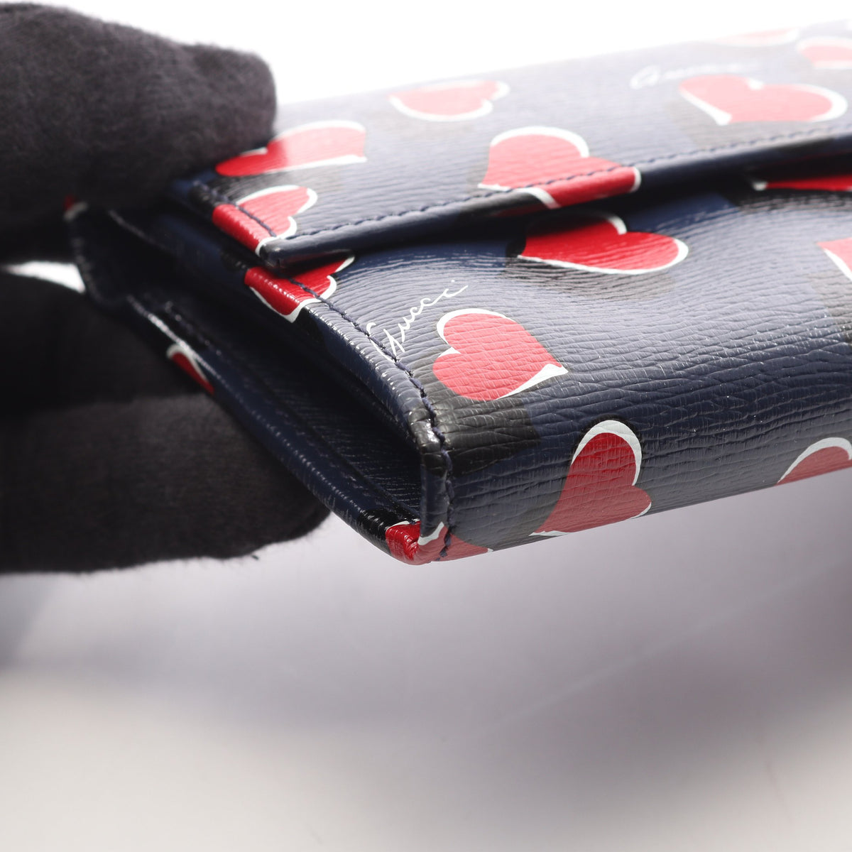 インターロッキングG ハートビート 二つ折り長財布 レザー ネイビー レッド ホワイト グッチ 財布・小物 GUCCI