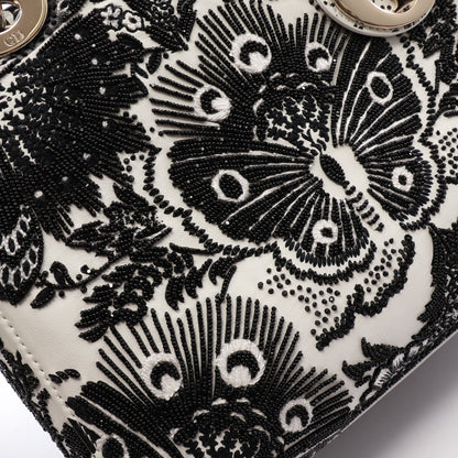 LADY DIOR レディディオール ビーズ 2WAY ハンドバッグ レザー ホワイト ブラック クリスチャンディオール