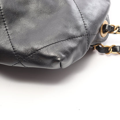 シャネル22 バックパック ナップサック レザー ブラック ゴールド金具 シャネル