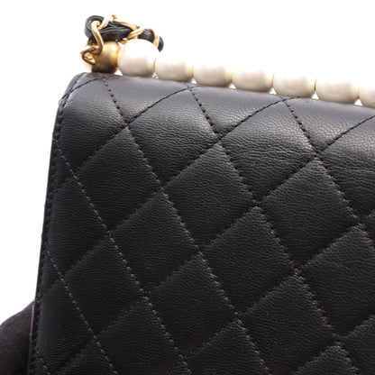 マトラッセ チェーンショルダーバッグ レザー ブラック ゴールド金具 シャネル
