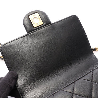 マトラッセ チェーンショルダーバッグ レザー ブラック ゴールド金具 シャネル
