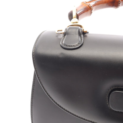 バンブー ハンドバッグ レザー ブラック グッチ バッグ GUCCI
