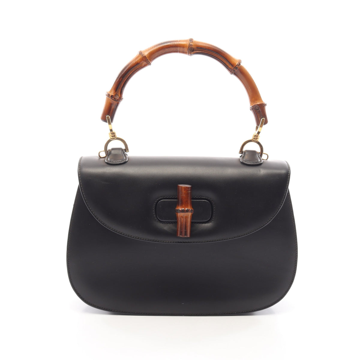 バンブー ハンドバッグ レザー ブラック グッチ バッグ GUCCI