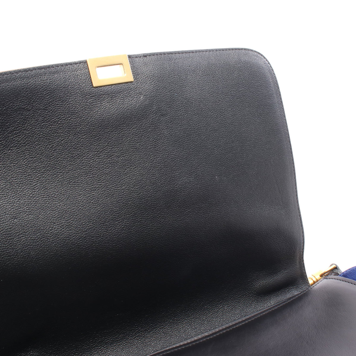 トラペーズ ミディアム 2WAY ハンドバッグ ハラコ レザー ブラウン ブルー ブラック セリーヌ